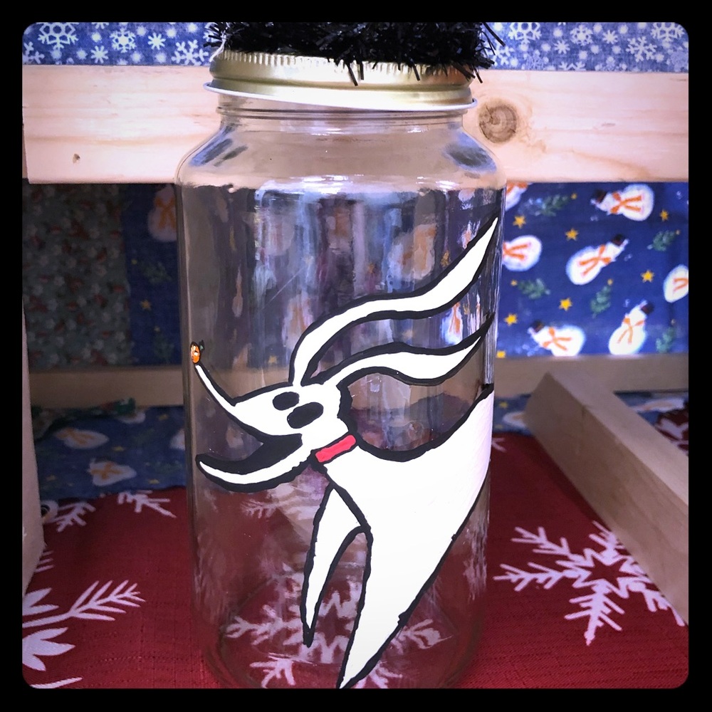 HAND CRAFTED-  Jack Skeleton’s Dog - Zero-  Handpainted Treat Jar